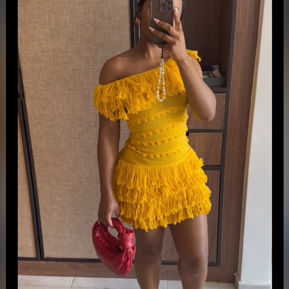 Hanifa Yellow Cassandra Knit Dress - Medium - Picture 3 of 9